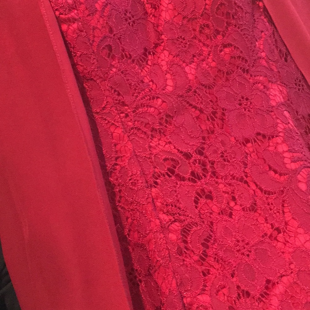 T-length true red semi-formal dress with Shaw - Picture 4 of 4